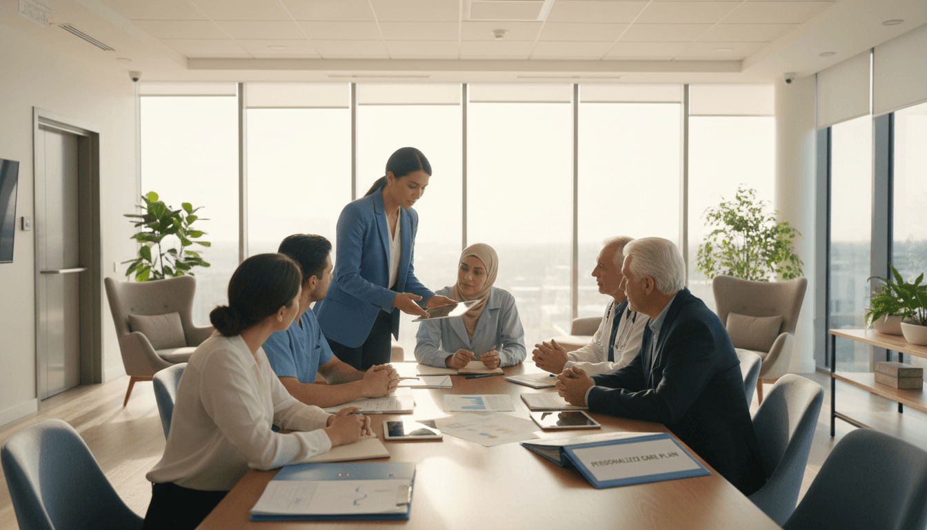 Care coordinator consulting with client about support needs